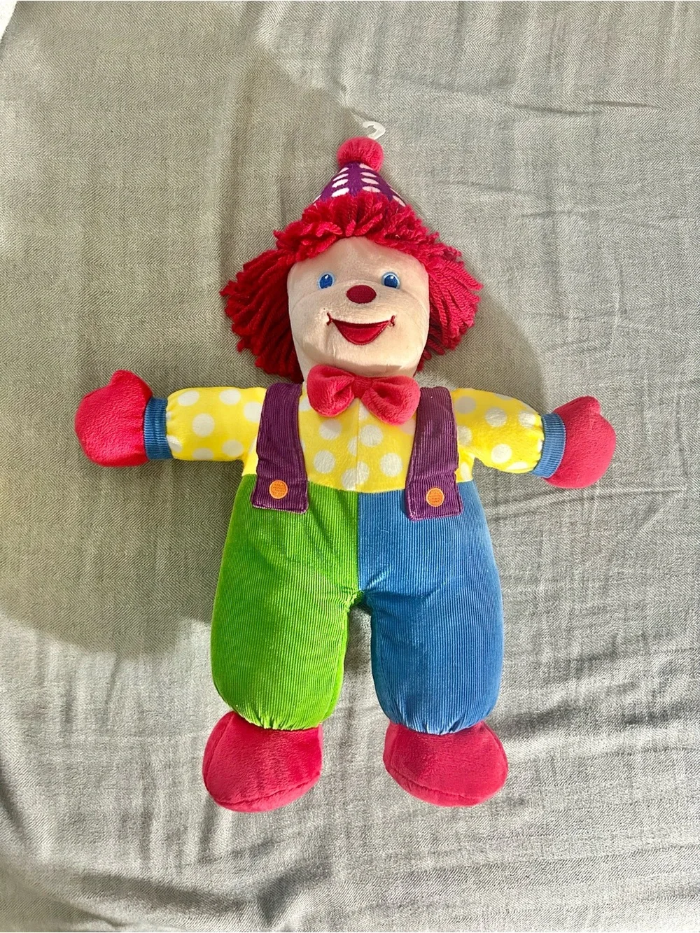 Gymboree 2005 Gymbo the Clown, Colorful Plush Toy - Red, Yellow, Green & Blue